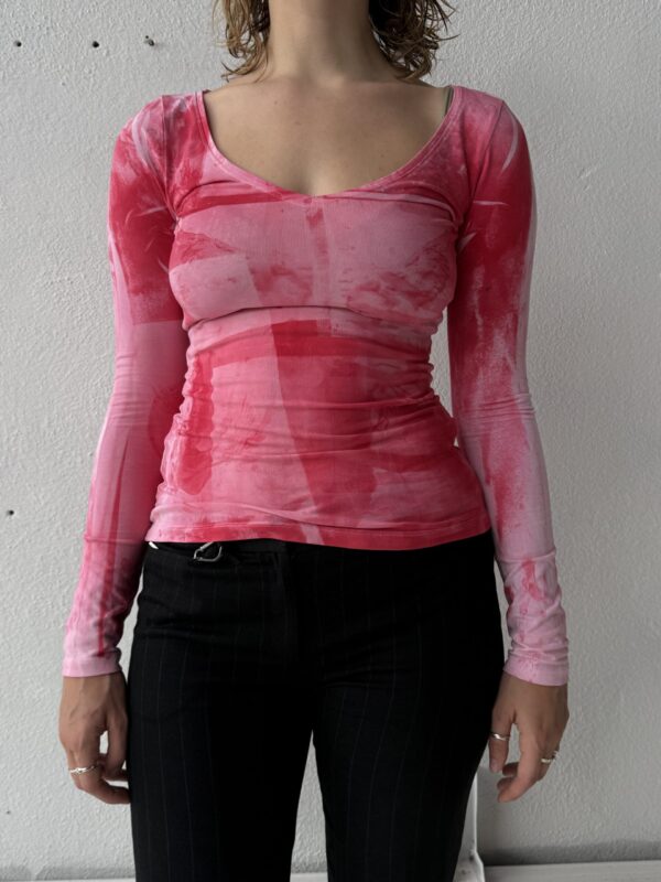 Long Sleeve Top – Red Cyanotype - Image 2